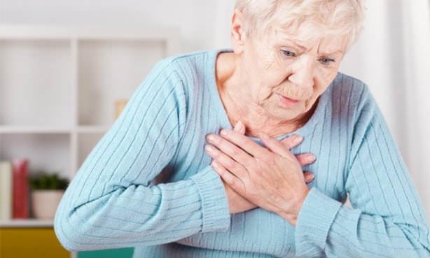 Давящая, жгучая боль в груди у пожилой женщины