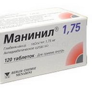 Таблетки Манинил (1.75, 3.5 и 5 мг) для лечения сахарного диабета 2 типа